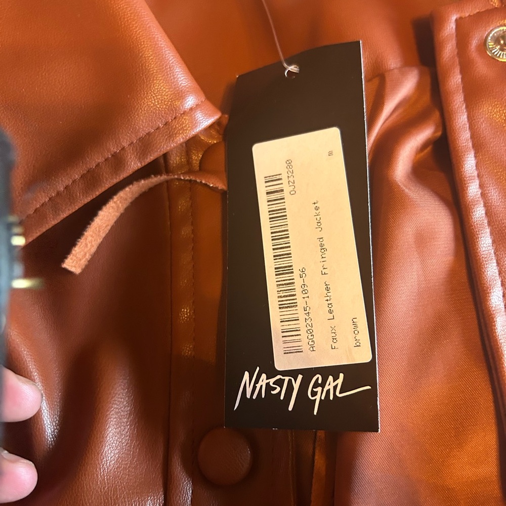 Nasty Gal Faux Leather Fringe Jacket